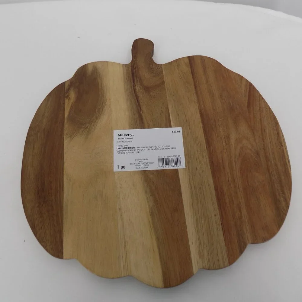Pumpkin Shaped Wooden Cutting Board Makery Thanksgiving Halloween Food Safe New
